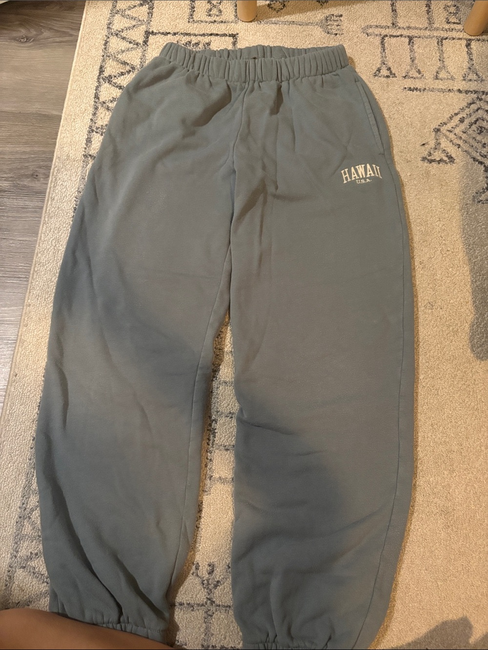 Brandy Melville Olive Green 'HAWAII' Logo Sweatpants